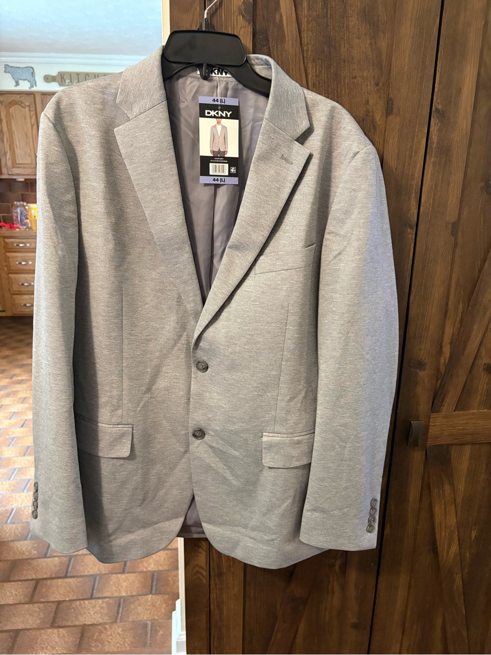 DKNY Men's Light Gray Blazer - Modern Tailored Fit 44L